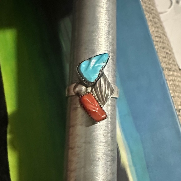 Jewelry - 925 Ring with Turquoise and Coral Accents
